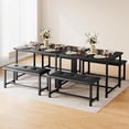 thumbnail image 2 of BeesClover Dining Table with 2 Benches, Dining Room Table Set for 4, Kitchen Table with 2 Upholstered Benches Rectangular Space Saving for Apartment, Dining Room, Kitchen, 44.5 Inches Large, 2 of 8