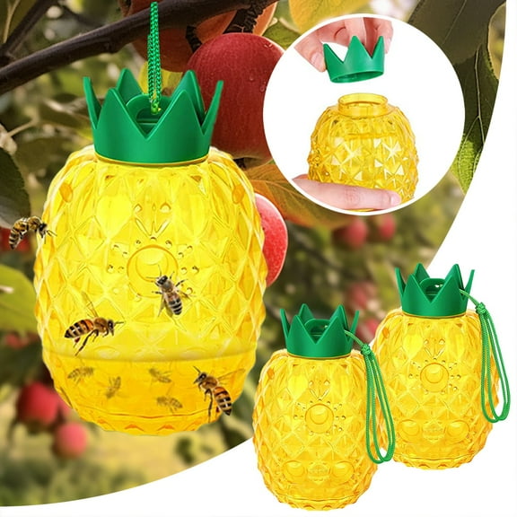 1Pack Wasp Trap, Wasp Nest Decoy, Reusable Wasp Traps Outdoor Hanging, Carpenter Bee Trap for Outside, Safe and Natural Bee Trap, Carpenter Bee and Yellow Jacket Killer for Garden(Yellow)