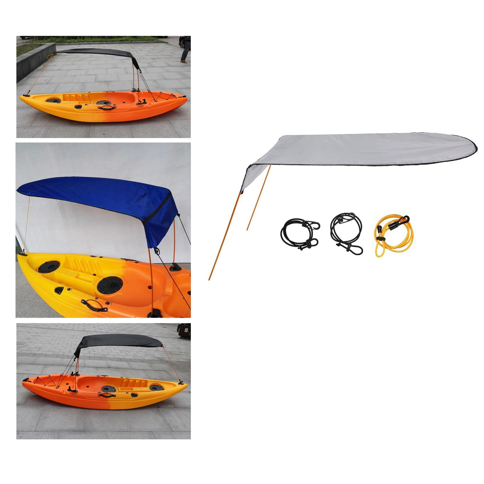 Lightweight Canoe Sun Shade Canopy with Kayak Accessories Gray