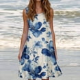 thumbnail image 1 of Ovzne Robes Grande Taille pour Femmes Courbes Robe Mode Vacances Été Couleur Unie Sans Manches Fête Plage Robe Imprimée Liquidation, 1 of 6