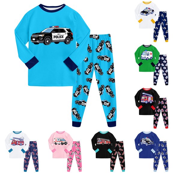 Gubotare Little Boys Pajamas 2 Pieces Long Set Cotton Sleepwear Kids Excavator Pjs Toddler Winter Clothes Jammies Size 2-7T Black,Size 2-3 Years