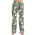 thumbnail image 6 of Wutalume Women's Casual Printed Pants, Loose Fit Easter Bunny Design Trousers for Spring Daily Wear, Soft Lightweight Material, Elastic Waist, Fun Festive Style,Army Green L, 6 of 6