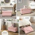 thumbnail image 4 of Hearth & Harbor Ottoman Storage Bench, Linen 30" Foot Stool Ottoman With Storage, Pink, 4 of 8