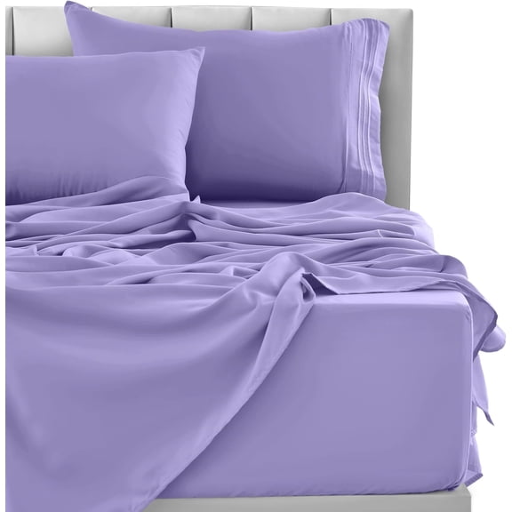 JessieMal Twin XL Sheet Set – 4 Piece Ultra-Soft Microfiber Bed Sheets with Flat Sheet, 16 Inches Deep Pocket Fitted Sheet & Pillowcases, Cooling & Breathable Hotel Luxury, Oeko-TEX – Lavender