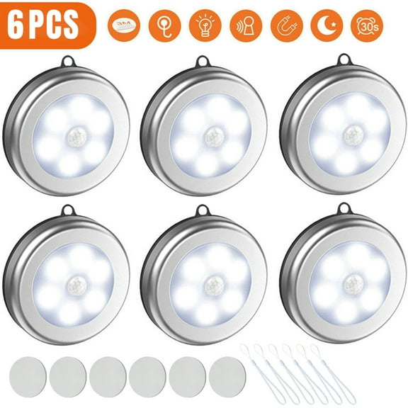 Motion Sensor Light, Closet Light, Wall Light, Stick Anywhere with No Tools, Battery Operated Lights, LED Night Lights, Perfect for Staircase, Hallway, Bathroom, Bedroom, Kitchen, Cabinet (Pack of 6
