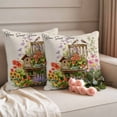 thumbnail image 2 of Spring Flowers Outdoor Waterproof Pillow Covers, Cute Rabbits Tulips Sunflowers Daisy Vintage Decorative Square Throw Pillowcase Sofa Cushion Sham for Patio/Couch/Chair, 20"x20" 2 Pack, 2 of 8