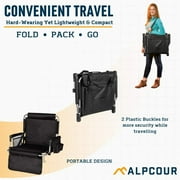 Alpcour Folding Portable Stadium Seat with Padded Backrest, Armrests, Storage Pockets, and Cup Holder - Black