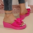 thumbnail image 5 of KEGIRLOM Women's Fashionable And Casual Summer Bow Thick-Soled Outdoor Wedge Sandals Hot Pink 8.5, 5 of 9