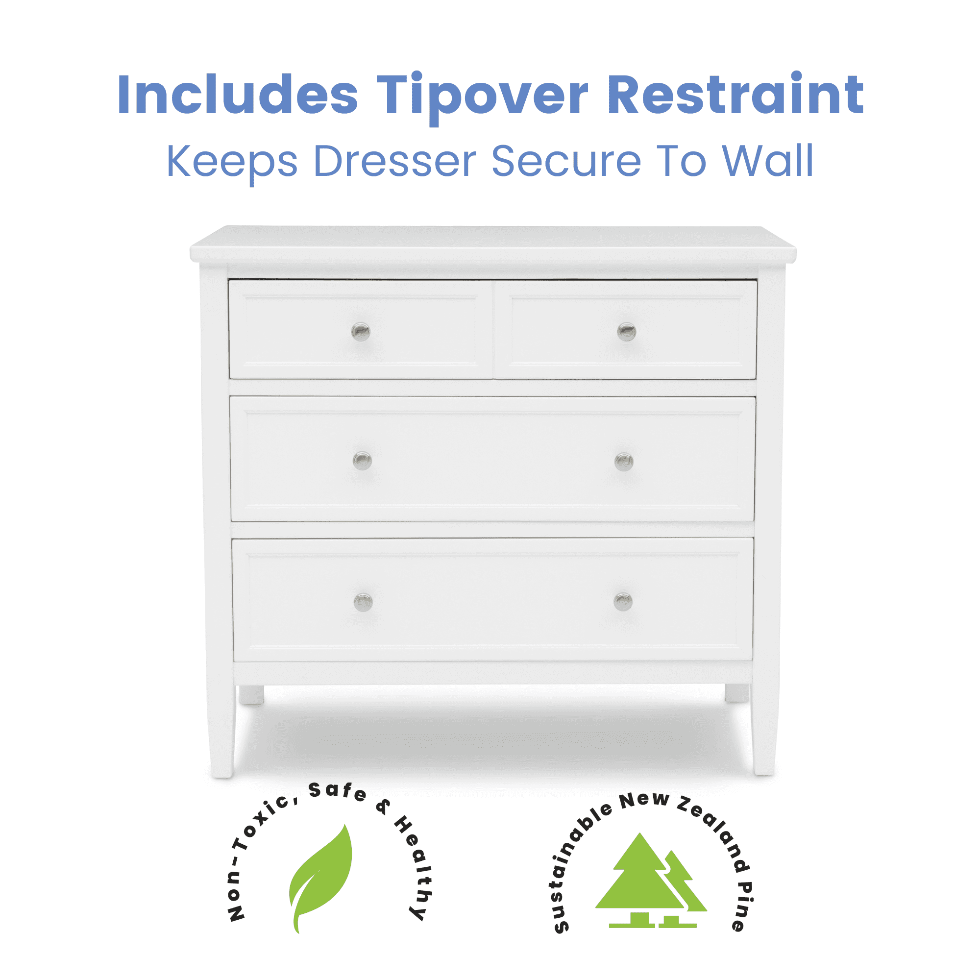 Delta Children Epic 3-Drawer Dresser, White