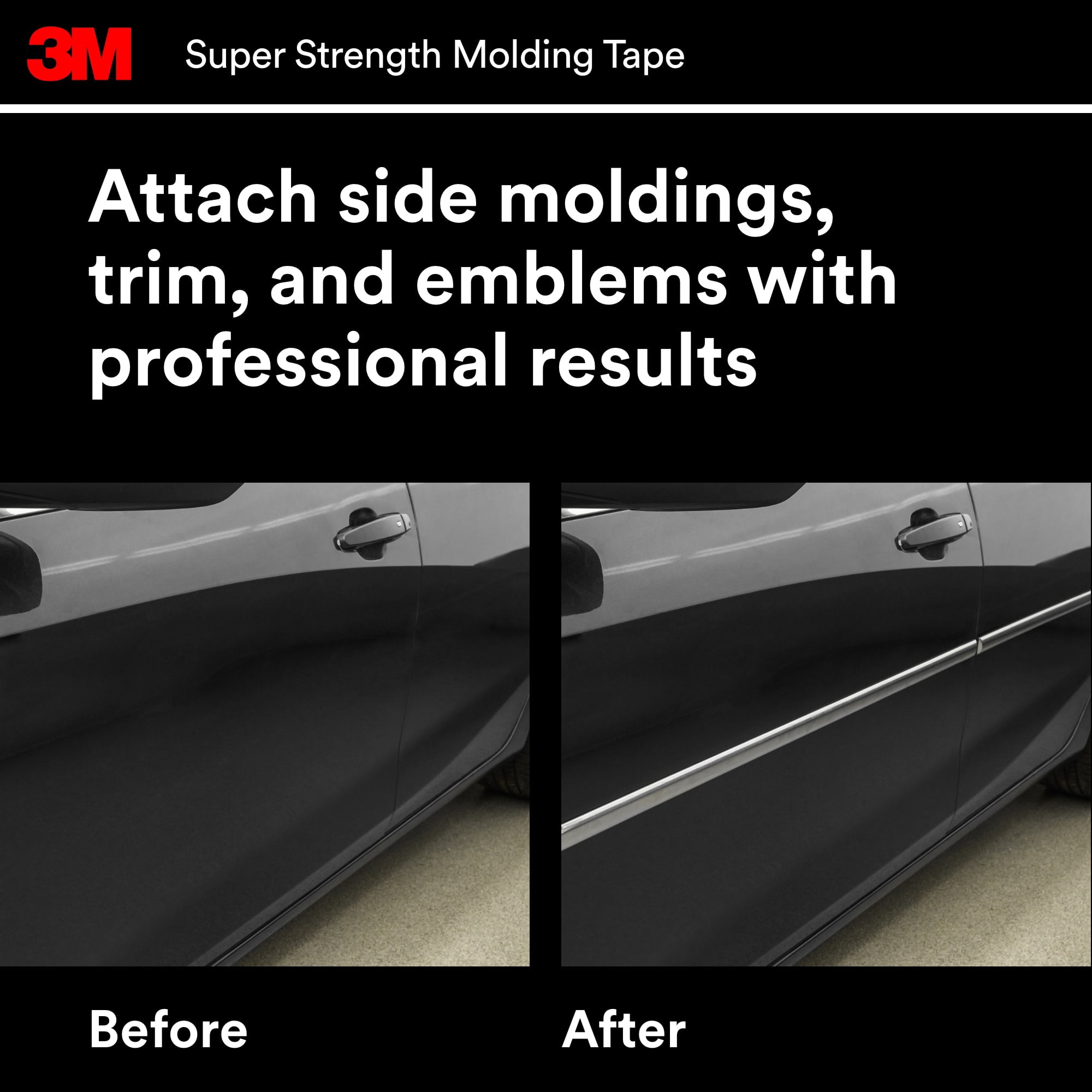 (2 pack) 3M Automotive Super Strength Molding Tape, Double-Sided Adhesive, 1/2" x 5 ft, 1 Roll