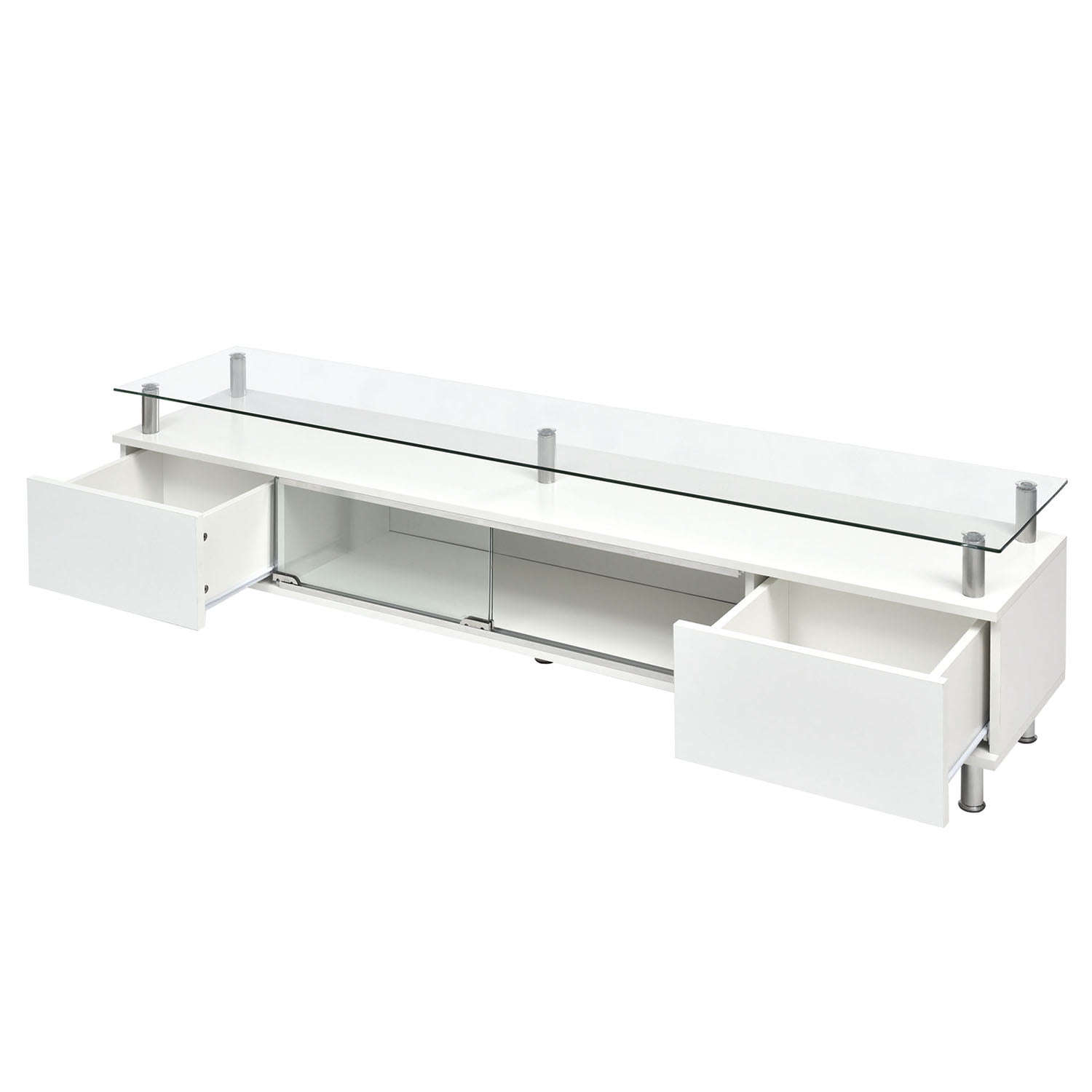 YYAo Modern TV Stand for TVs Up to 70", Gaming LED TV Media Console Table with with Sliding Glass Door for Living Room, White YYAo Modern TV Stand for TVs Up to 70", Gaming LED TV Media Console Table with with Sliding Glass Door for Living Room, White