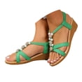 thumbnail image 3 of Fiaer Wedge Sandals with Arch Support for Women Stylish Casual Open Toe Slingback Shoes Summer Dressy Beach Vacation Walking Low Dress Sandals Light Green 9, 3 of 9