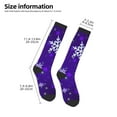 thumbnail image 2 of Gaeub Dark Purple Snowflakes Printed Design Socks Stretchy High Tube Socks for Men Women Teens , Softball Soccer Socks for Hiking, Sport, 2 of 6