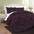 thumbnail image 1 of BedDecor 3 PC Luxury Diamond Ruffle "Plum, King/Cal King" 800 TC 100% Long Staple Egyptian Cotton Made Down Alternative Comforter, 1 of 5