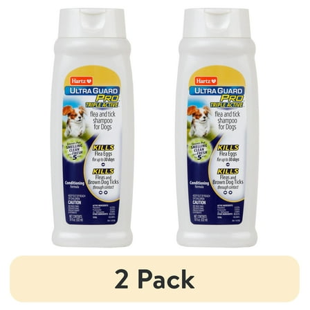 (2 pack) Hartz UltraGuard Pro Triple Active Flea & Tick Shampoo for Dogs, 18 oz