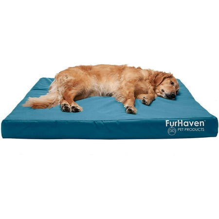 UPC: 0842229120578 | FurHaven Pet Products Oxford Indoor/Outdoor Deluxe Memory Foam Pet Bed for Dogs & Cats – Deep Lagoon Jumbo