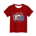 thumbnail image 5 of Kids USA Print Short Sleeve T-Shirt, Unisex Boys Girls Crew Neck Soft Red Top, Breathable Daily Wear for Toddler, 3-4T, 5 of 5