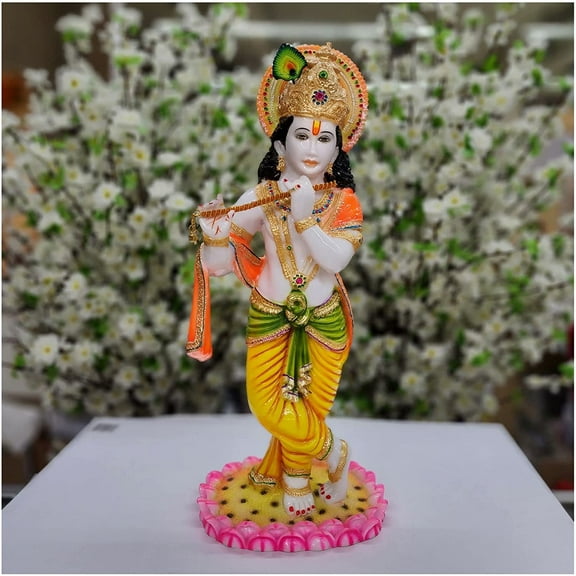 Lord Krishna Statue in Resin Standing Krishna with Murli Statue Krishna Idol Large Krishna Sculpture God of Love Indian Handmade God Statue Indian Handcrafted Krishna Murti Temple - AtoZ India Cart