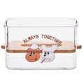 thumbnail image 1 of CAROOTU Facial Tissue Dispenser Box with Lifting Wood Lid Clear Square Napkin Organizer, 1 of 6