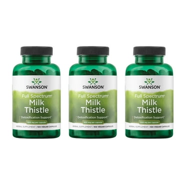 Swanson Milk Thistle - Herbal Liver Support Supplement - Natural Formula Helping to Maintain Overall Health & Wellbeing - (100 Capsules, 500mg Each) 3 Pack