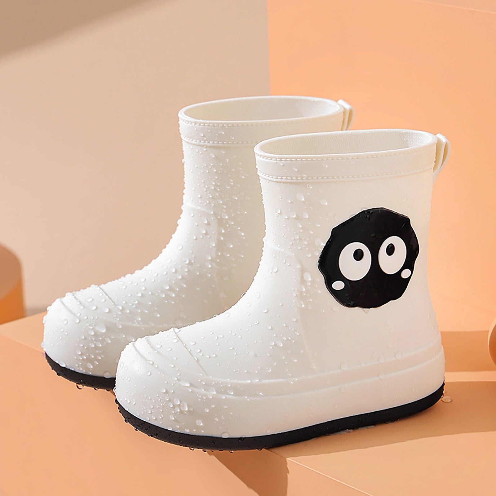 Yuncity Boys Girls Rain Boots Children Female Elastic Mouth Textured Soles Non- Light Comfortable Rain Shoes Primary School Boots Footwear White 9-10 Years