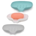 thumbnail image 1 of Paquete de 3 jaboneras de silicona con drenaje, soporte para barra de jabón para ducha/baño, bandeja de jabón de cascada autodrenante/ahorrador para cocina, 1 of 5
