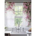 thumbnail image 5 of Pink Spring Floral Semi Sheer Window Curtains 72 Inches Long, Summer Flowers Farmhouse Rod Pocket Voile Silky Chiffon Curtain Light Filtering Drapes for Living Room, Kitchen, 52"x72", 2 Panels, 5 of 9