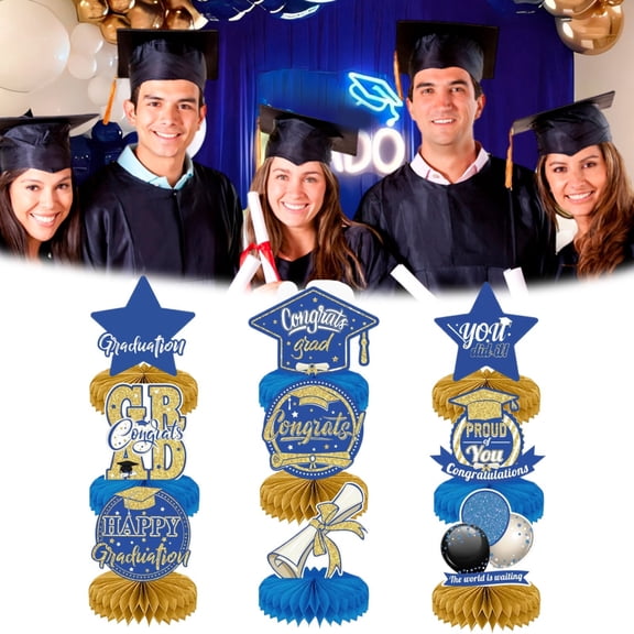 Desktop Ornament,9Pcs Prom Night Honeycomb Centerpieces Prom 2025 Table Decorations Congrats Class Of 2025 Graduation Decorations For High School College Graduation Celebration Prom