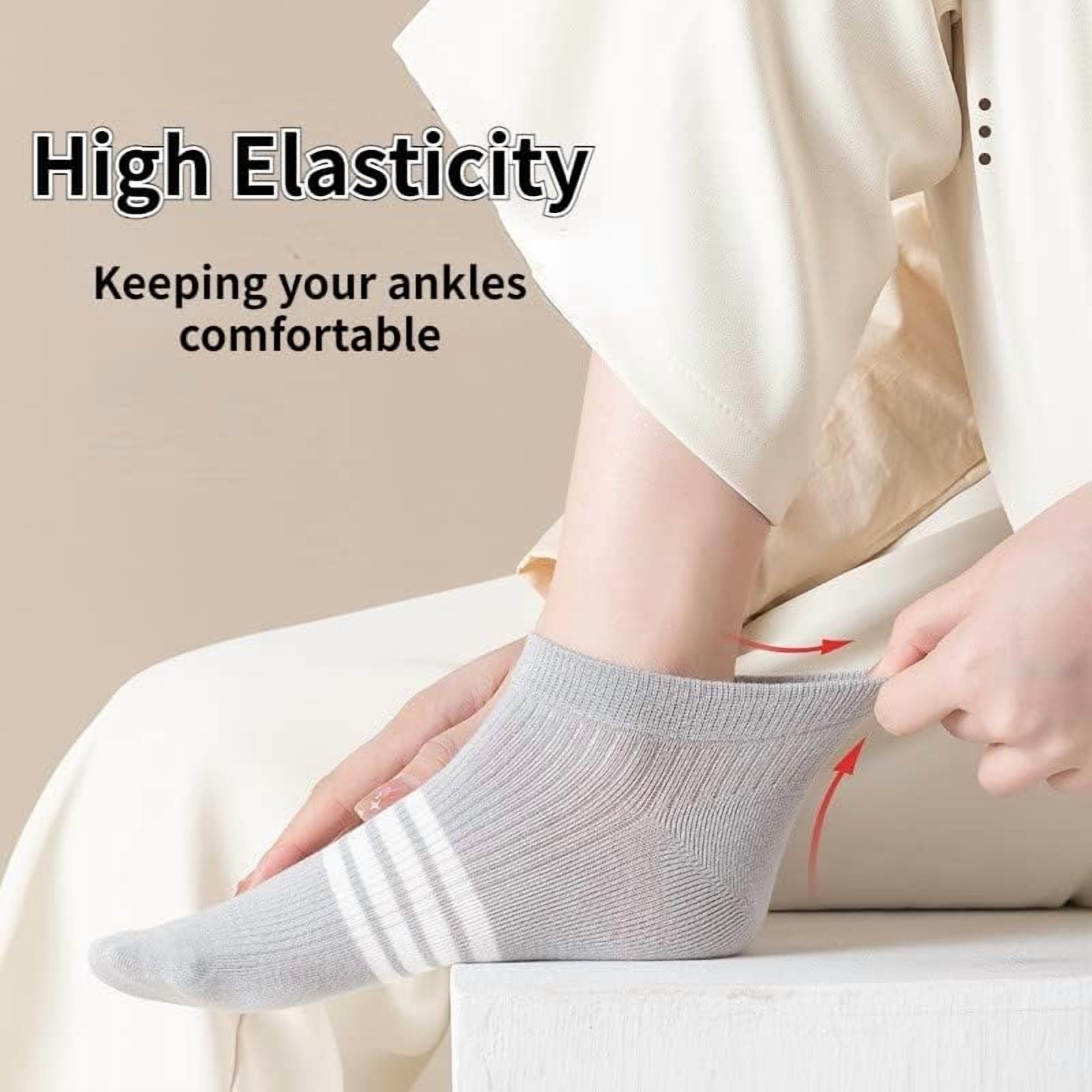 CoCozhu 10/20 Pairs Striped Combed Cotton Socks For Women Girls Non-pilling Moisture-wicking Ankle Socks