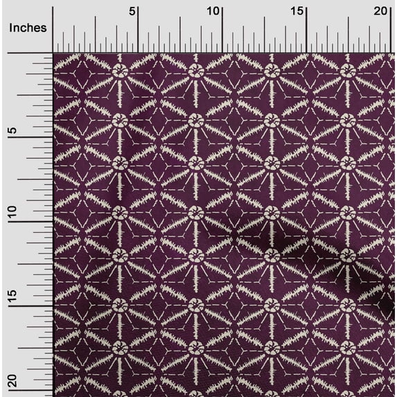 oneOone Organic Cotton Poplin Twill Fabric Geometric Kasuri Printed Fabric 1 Yard 42 Inch Wide
