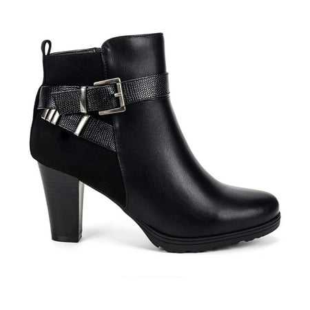 

Mysoft Women s Black Short Boots Thin Chunky Heel Zipper Ankle Booties Size 9