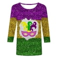 thumbnail image 4 of DeHolifer Mardi Gras T-shirts for Women 3/4 Sleeve Carnival Mask Graphic Pritned Crewneck Holiday T-shirts Casual Fashion Blouse Tops Multicolor L, 4 of 4