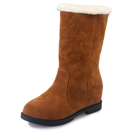 

Difumos Womens Snow Boots Ladies Ankle Booties Outdoor Winter Warm Shoes Mid Calf Boot Yellow 4.5
