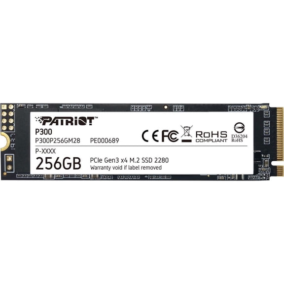 Patriot P300 M.2 2280 256GB PCIe Gen3 x4, NVMe 1.3 Internal Solid State Drive (SSD) P300P256GM28