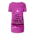 thumbnail image 4 of Camiseta Impresa con Cuello en V de Manga de Raglan de la Parte Trasera Larga Delantera Corta de las Mujeres de Navidad, Vacaciones Informales, 4 of 5