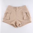 thumbnail image 2 of Shorts cargo ajustados para mujer (Caqui, L, HIP108cm), 2 of 5
