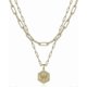 thumbnail image 1 of Dainty Layered Initial Necklaces for Women Trendy, 14K Real Gold Plated Paperclip Chain Necklace Cute Hexagon Letter Pendant Initial Choker Necklace G, 1 of 4
