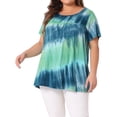 thumbnail image 2 of DARING DIVA Women's Plus Pleated Front Casual Blouse 2X Blue Green, 2 of 6
