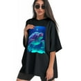 thumbnail image 3 of Plus Size Shirt for Women Black Tops for Women Short Sleeves Shirt for Women Turtle T Shirt Crewneck Shirt for Women XL, 3 of 5