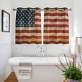thumbnail image 3 of Retro Red Blue USA Flag Kitchen Curtains Short 45 Inch Length, American Flag Vintage Grommet Top Bedroom Living Room Curtains, Light Filtering Cafe Curtain Drapes 2 Panels Set 84''x45'', 3 of 9