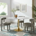thumbnail image 2 of 54 Inch Dining Table, White Gold, Artificial Marble, Metal Steel, Round, Mid Century Kitchen Cafe Bistro Hospitality Restaurant, Modern Contemporary HB33214, 2 of 7
