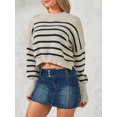 thumbnail image 3 of KelaJuan Women Solid Color/Stripe Knit Sweater Crew Neck Long Sleeve Loose Pullovers Spring Fall Casual Jumpers Streetwear, 3 of 6