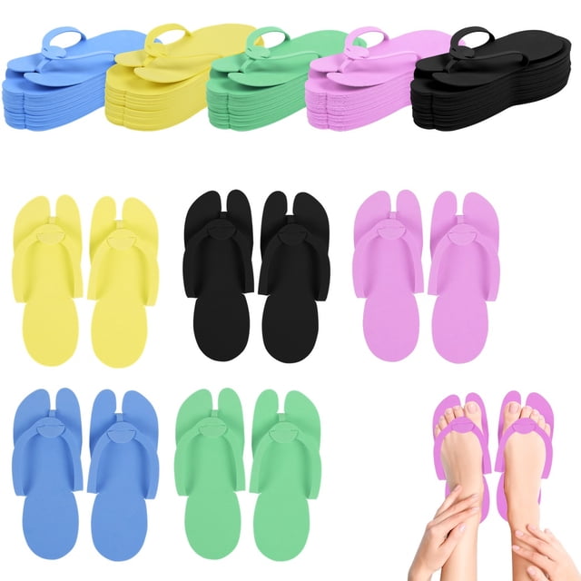 60 Pares Zapatillas Pedicura Desechables, Chanclas EVA Desechables con 5 Colores, Zapatillas Spa Antideslizantes, Sandalias para Invitados, Zapatillas Pedicura Plegables para Hoteles, Playas, Salones,