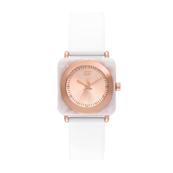 Skechers Women's Calabar Three-Hand, White Alloy Watch