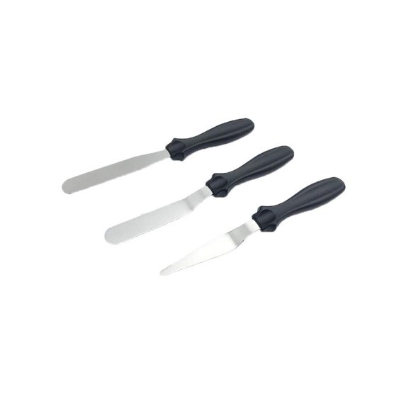 Jinsinto Stainless Steel Spatula Three-piece Set Of Cake Cream Tools Straight Spatula Curved Cutlass Baking Diy Tools