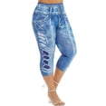 thumbnail image 5 of VSNOW Women Plus Size Casual Imitation Denim Print High Waist Capri Leggings, 5 of 6