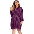 thumbnail image 2 of GFDYREE Women's Plus Size Satin Robes Plus Size Silky Kimonos Robes Sleepwear,Short, 2 of 5