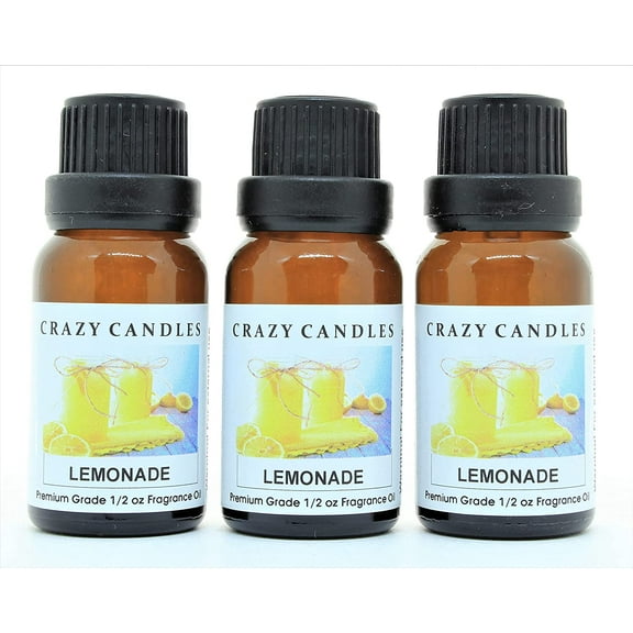 Crazy Candles Lemonade 3 Bottles 1/2 FL Oz Each (15ml) Premium Grade Scented Fragrance Oil Made in USA