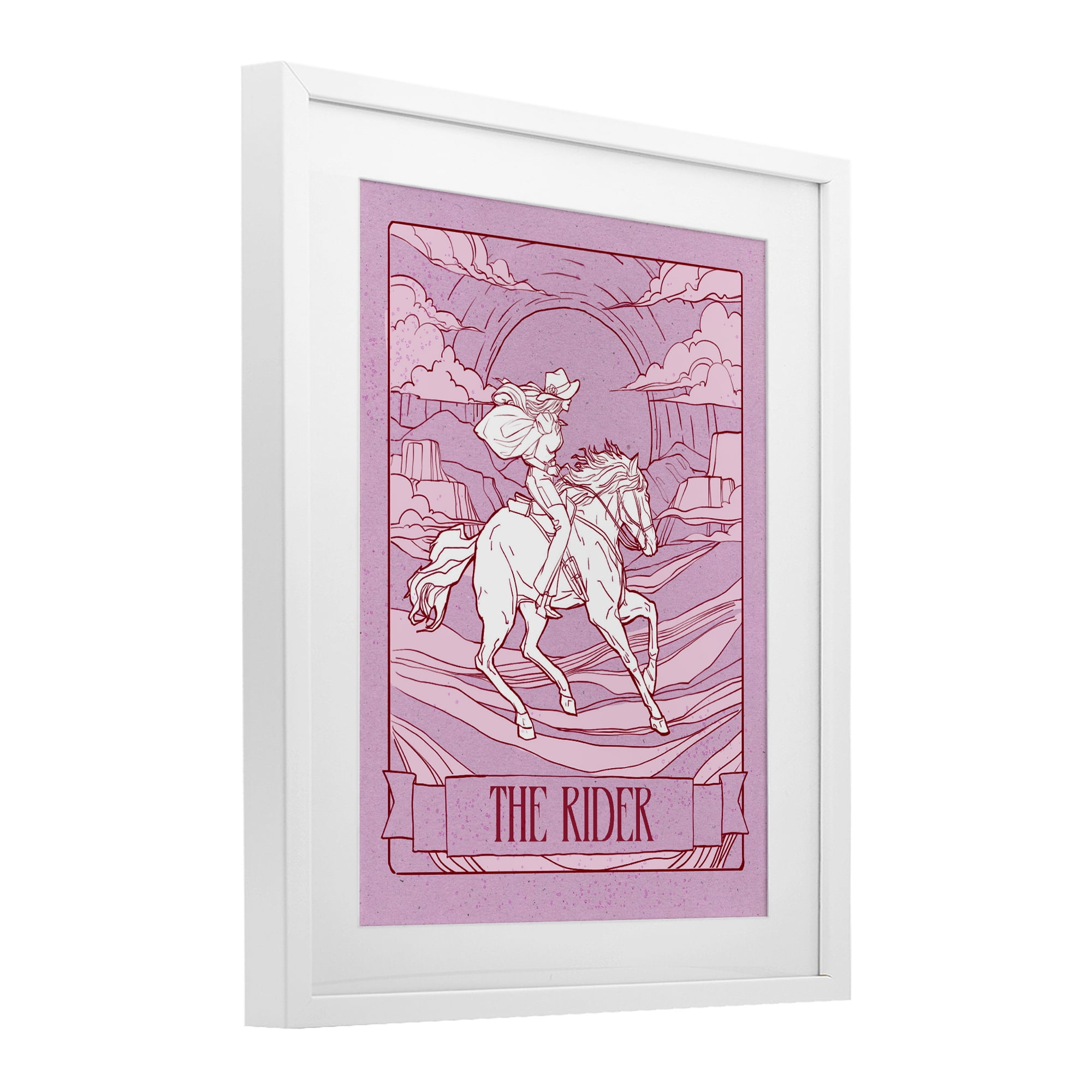Stupell Industries Cowgirl Rider Tarot Card White Framed Print Under Glass, design by Ziwei Li