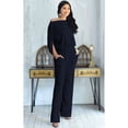 thumbnail image 3 of KOH KOH Long Pants Formal Cocktail Evening One Piece Fall Pockets Dressy Jumpsuit Romper Suit Casual Outfit Playsuit Tall 3/4 Short Sleeve For Women Dark Navy Blue Large US 12-14 NT118, 3 of 6